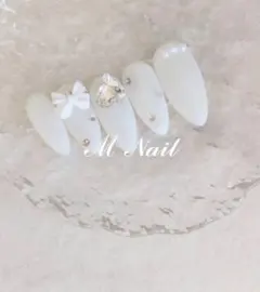 Whiteデザイン♡ジェル ネイルチップ ♡現品orサイズオーダー