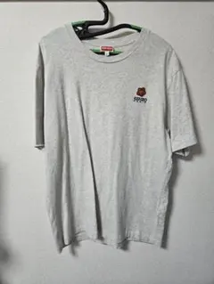 KENZO グレー Tシャツ ロゴ刺繍