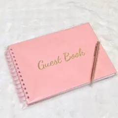 ⭐️新品⭐️ゲストサインブック 芳名帳 防水 レザー ペン付き ピンク