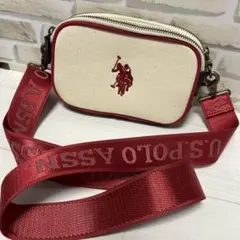 U.S. POLO ASSN. ショルダーバッグ アイボリー/レッド