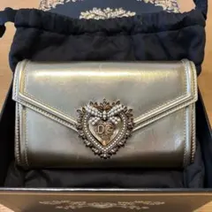極美品 DOLCE&GABBANA 折り財布 ディボーションゴールド がま口 黒