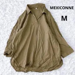 美品　メイコン　七分袖ゆったり目スキッパーシャツ（M）春秋ブラウス