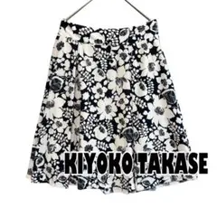 【キヨコタカセ】膝丈フレアスカート　花柄　ポリエステル100% かわいい　上品のサムネイル
