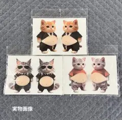 【セール】おなかぷにぷにシール 3枚 猫 お腹 シール 3D立体 ステッカー