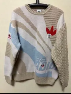 adidas ストライプニットセーター