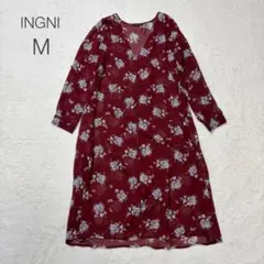 【INGNI】花柄 シフォンシャツワンピース ボルドー M 良品 おでかけ