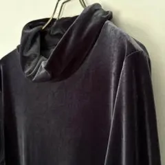 ビンテージ ベロアワンピース オフタートル ダークグレー オシャレ レイヤード