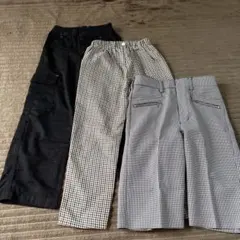カーゴパンツ 3点セット ブラック チェック柄