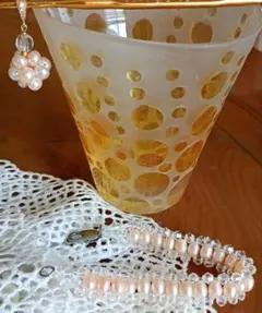 淡水パール（本真珠/水晶）①ブレスレット②ペンダントトップ/セット美品
