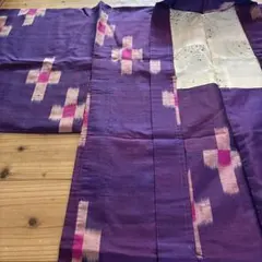 銘仙 未使用 長羽織 羽織 十字絣 大正ロマン レトロ アンティーク