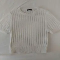 ZARA リブニット 半袖 トップス ホワイト