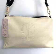 新品 D.KELLY ショルダーバッグ ポーチ アイボリー ブラック ポシェット