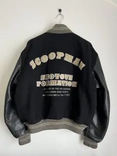 HOTSCOOP スタジャンジャケット袖皮革 4L ブラック/ホワイト HOTSCOOP スタジャンジャケット袖皮革 4L ブラック/ホワイト