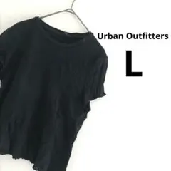 半袖トップス レース ブラック【L】黒 丸首 レディース ガーリー 大人女子