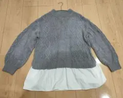 【1600円➡1400円】モールニット　レイヤード風のサムネイル