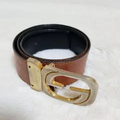 GUCCI グッチ　レザーベルト　ブラウン　レディース　ゴールドバックル