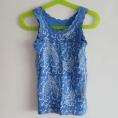 GapKids タンクトップ 110　ブルー蝶々柄レース　トップスシャツ