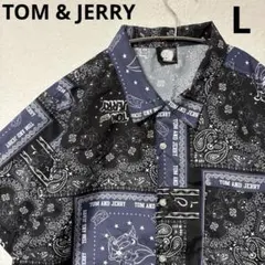 TOM AND JERRY トムとジェリー ペイズリー柄 半袖シャツ Lのサムネイル