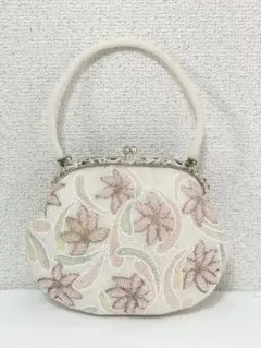 レトロ ビーズ刺繍バッグ 花柄 パーティ 和装 洋装兼用 難あり