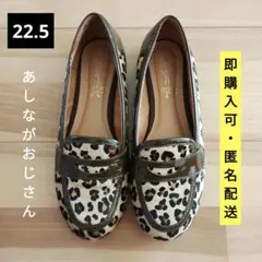 22.5cm あしながおじさん ローファー ハラコ 豹柄 レオパード