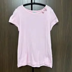 値下げ　プチバトー　リボン　Tシャツ　8ans 128cm ピンク　カットソーのサムネイル