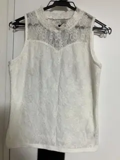 【INGNI】ホワイトレースノースリーブトップス M