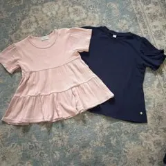 リブ素材 フリル付き Tシャツ 120cm