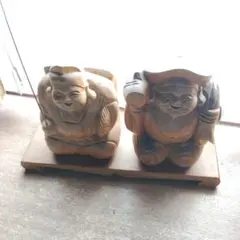 木彫り 七福神 大黒天 恵比寿 置物 2体セット - メルカリ