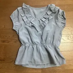 AZ BY MOUSSY フリル 半袖 ブラウス ライトブルー Sのサムネイル