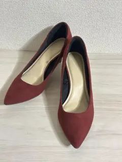 バーガンディ スエード調 ハイヒール 23.5cm