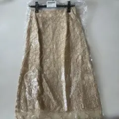 ①てんとう虫刺繍　ベージュタイトスカートのサムネイル