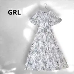 ⁠【田中みな実着用】GRL トワルドジュイ柄 消しプリーツロングワンピース M⁠