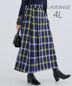 LAVEANGE フリンジチェックプリーツスカート 4Lのサムネイル