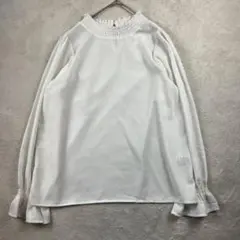MOUTH VALLEY 長袖ブラウス M 白 フリル袖 パールボタン
