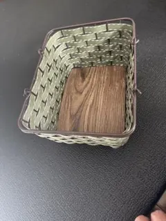 グリーンとブラウンのワイヤーバスケット3個セット