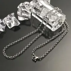 ②《N113／シルバー》3㎜50cmロールチェーン☆ステンレスネックレス