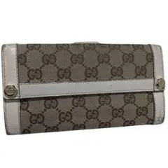 最終価格　GUCCI グッチ　GG柄　キャンバス　長財布　ベージュ