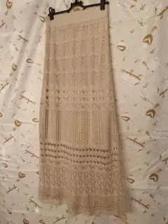 fifth ベージュ レース編み ロングスカート