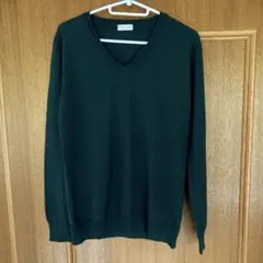 ナノユニバース　セーター　サイズL ウール100% グリーン　Vネック　女性