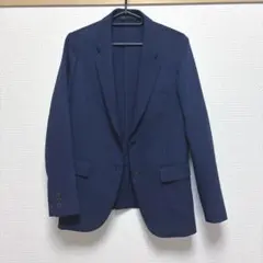 美品 ほぼ新品 ユニクロ 感動ジャケット☆コットンライク ネイビーM