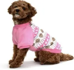 【 ドックウェア 】 犬服 トレーナー Sサイズ ノルディック柄 ピンク 冬服