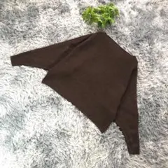 Alma Design【M】軽やか◎ ブラウン ニット トップス 長袖リブ編み