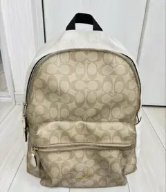 【COACHコーチ チャーリー リュック シグネチャー F58314 ベージュ