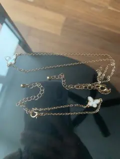 【ネックレス＋ブレスレットセット】 バタフライモチーフ