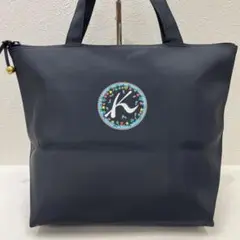 307 Kitamura キタムラ トートバッグ ネイビー系 Kロゴ 花