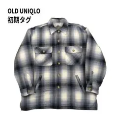 初期タグ 80s OLD UNIQLO オンブレ シャツ ジャケット 裏ボア