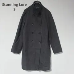 スタンニングルアー ダークグレー ウールロングコートS 黒　2way a190