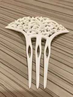 値下げ中★希少★ホワイト★白花模様 かんざし★髪飾り★大きいサイズ