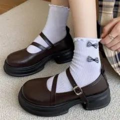 厚底ストラップシューズ ダークブラウン