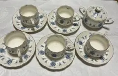 【未使用】HOYA ティーカップセット シュガーポット白地 青い花柄